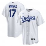 Camiseta Beisbol Hombre Los Angeles Dodgers Miguel Vargas Replica Blanco