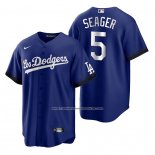 Camiseta Beisbol Hombre Los Angeles Dodgers Corey Seager 2021 City Connect Replica Azul