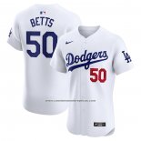 Camiseta Beisbol Hombre Los Angeles Dodgers Mookie Betts Primera Elite Blanco