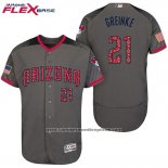 Camiseta Beisbol Hombre Arizona Diamondbacks 2017 Estrellas y Rayas 21 Zack Greinke Gris Flex Base