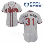 Camiseta Beisbol Hombre Atlanta Braves 31 Greg Maddux Gris Cool Base