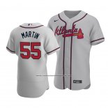 Camiseta Beisbol Hombre Atlanta Braves Chris Martin Autentico Road Gris