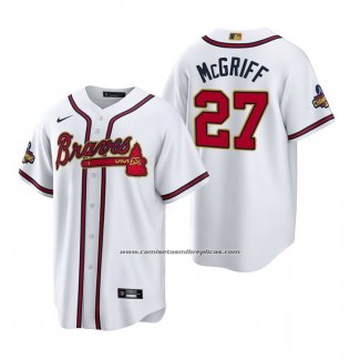 Camiseta Beisbol Hombre Atlanta Braves Fred Mcgriff 2022 Gold Program Replica Blanco