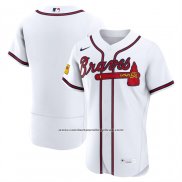 Camiseta Beisbol Hombre Atlanta Braves Primera Parche Patrocinador Autentico Blanco