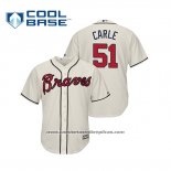 Camiseta Beisbol Hombre Atlanta Braves Shane Carle Cool Base Alterno 2019 Crema