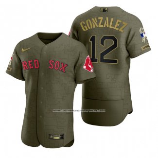 Camiseta Beisbol Hombre Boston Red Sox Marwin Gonzalez Camuflaje Digital Verde 2021 Salute To Service