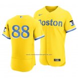 Camiseta Beisbol Hombre Boston Red Sox Michael Gettys 2021 City Connect Autentico Oro
