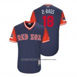 Camiseta Beisbol Hombre Boston Red Sox Mitch Moreland 2018 LLWS Players Weekend 2 Bags Azul