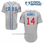 Camiseta Beisbol Hombre Chicago Cubs 14 Ernie Banks Gris Alterno Cool Base