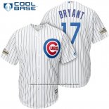 Camiseta Beisbol Hombre Chicago Cubs 2017 Postemporada 17 Kris Bryant Blanco Cool Base