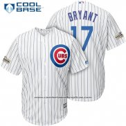 Camiseta Beisbol Hombre Chicago Cubs 2017 Postemporada 17 Kris Bryant Blanco Cool Base