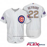 Camiseta Beisbol Hombre Chicago Cubs 22 Jason Heyward Blanco Oro Flex Base