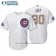 Camiseta Beisbol Hombre Chicago Cubs 30 Jon Jay Blanco Oro Cool Base