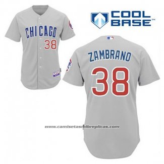 Camiseta Beisbol Hombre Chicago Cubs 38 Carlos Zambrano Gris Cool Base