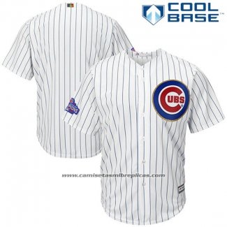 Camiseta Beisbol Hombre Chicago Cubs Blanco Oro Cool Base