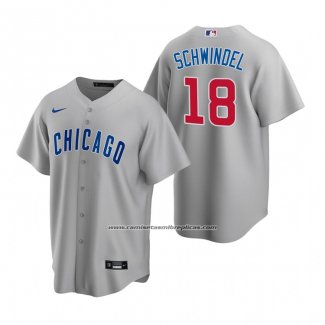 Camiseta Beisbol Hombre Chicago Cubs Frank Schwindel Replica Road Gris