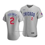 Camiseta Beisbol Hombre Chicago Cubs Nico Hoerner Autentico Road Gris