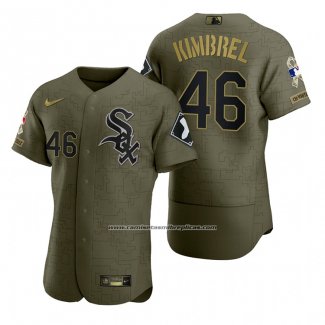 Camiseta Beisbol Hombre Chicago White Sox Craig Kimbrel Camuflaje Digital Verde 2021 Salute To Service