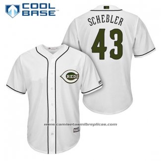 Camiseta Beisbol Hombre Cincinnati Reds 43 Scott Schebler Blanco 2018 Alterno Cool Base