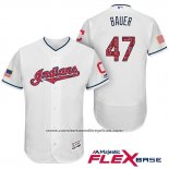 Camiseta Beisbol Hombre Cleveland Indians 2017 Estrellas y Rayas Trevor Bauer Blanco Flex Base