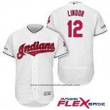 Camiseta Beisbol Hombre Cleveland Indians 2017 Postemporada Francisco Lindor Blanco Flex Base