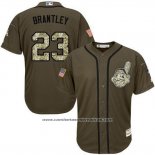Camiseta Beisbol Hombre Cleveland Indians 23 Michael Brantley Verde Salute To Service