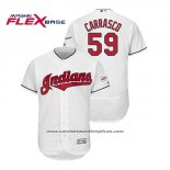 Camiseta Beisbol Hombre Cleveland Indians Carlos Carrasco 2019 All Star Patch Flex Base Blanco