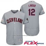 Camiseta Beisbol Hombre Cleveland Indians Francisco Lindor Gris 2017 All Star Flex Base