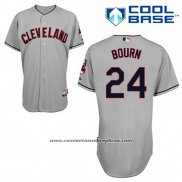 Camiseta Beisbol Hombre Cleveland Indians Michael Bourn 24 Gris Cool Base