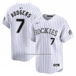 Camiseta Beisbol Hombre Colorado Rockies Brendan Rodgers Primera Limited Blanco