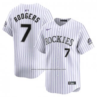 Camiseta Beisbol Hombre Colorado Rockies Brendan Rodgers Primera Limited Blanco