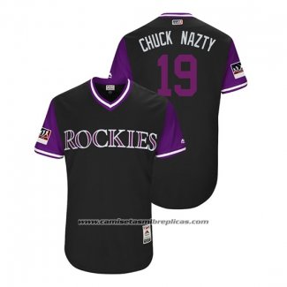 Camiseta Beisbol Hombre Colorado Rockies Charlie Blackmon 2018 LLWS Players Weekend Chuck Nazty Negro