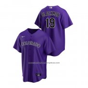 Camiseta Beisbol Hombre Colorado Rockies Charlie Blackmon Replica Alterno Violeta