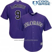 Camiseta Beisbol Hombre Colorado Rockies Dj Lemahieu 9 Violeta Cool Base