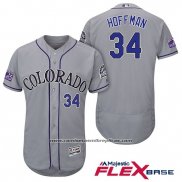 Camiseta Beisbol Hombre Colorado Rockies Jeff Hoffman 34 Gris Autentico Collection Flex Base