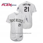 Camiseta Beisbol Hombre Colorado Rockies Kyle Freeland Autentico Collection Flex Base Blanco