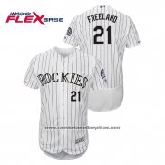 Camiseta Beisbol Hombre Colorado Rockies Kyle Freeland Autentico Collection Flex Base Blanco