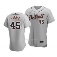 Camiseta Beisbol Hombre Detroit Tigers Buck Farmer Autentico Road Gris