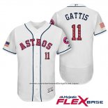 Camiseta Beisbol Hombre Houston Astros 2017 Estrellas y Rayas Evan Gattis Blanco Flex Base