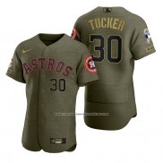 Camiseta Beisbol Hombre Houston Astros Kyle Tucker Camuflaje Digital Verde 2021 Salute To Service