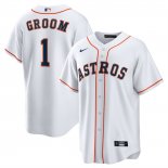 Camiseta Beisbol Hombre Houston Astros NO 1 Groom Primera Replica Blanco