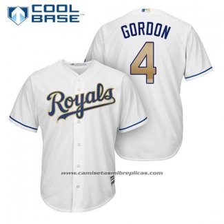 Camiseta Beisbol Hombre Kansas City Royals 4 Alex Gordon Blanco 2017 Cool Base