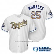 Camiseta Beisbol Hombre Kansas City Royals Campeones 25 Kendrys Morales Cool Base Oro