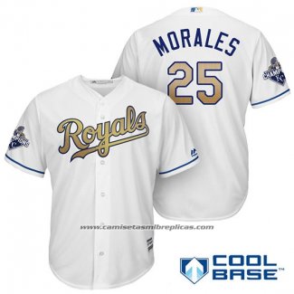 Camiseta Beisbol Hombre Kansas City Royals Campeones 25 Kendrys Morales Cool Base Oro