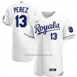 Camiseta Beisbol Hombre Kansas City Royals Salvador Perez Primera Autentico Blanco