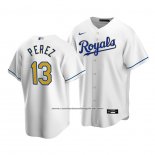Camiseta Beisbol Hombre Kansas City Royals Salvador Perez Replica Cool Base Primera Blanco