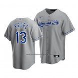 Camiseta Beisbol Hombre Kansas City Royals Salvador Perez Replica Cool Base Road Gris