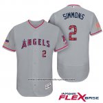 Camiseta Beisbol Hombre Los Angeles Angels 2017 Estrellas y Rayas Andrelton Simmons Gris Flex Base Camiseta Beisbol Hombre Los Angeles Angels 2017 Estrellas y Rayas Andrelton Simmons Gris Flex Base