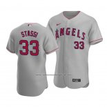 Camiseta Beisbol Hombre Los Angeles Angels Max Stassi Autentico Road Gris