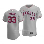 Camiseta Beisbol Hombre Los Angeles Angels Max Stassi Autentico Road Gris